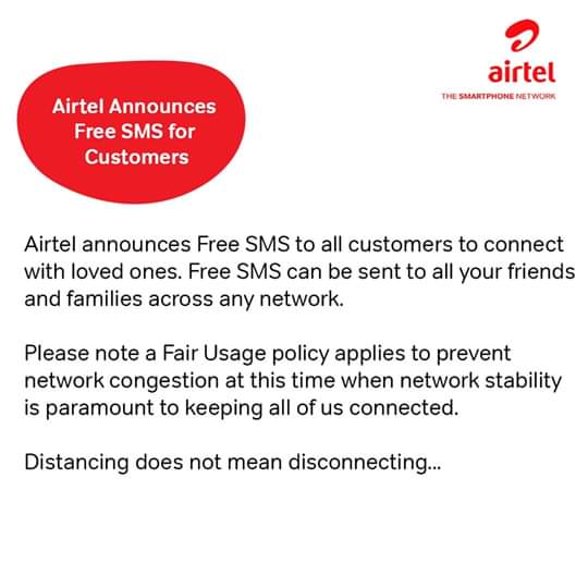 Covid-19: Airtel gives subscribers free SMS to all networks