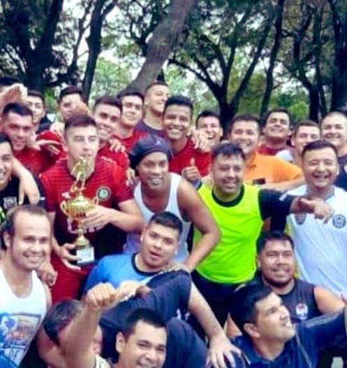 Ronaldinho wins Futsal Football Tournament while serving Jail term in Paraguay! (Photos)