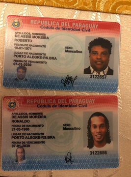Football legend Ronaldinho and brother arrested for entering Paraguay with fake passports.