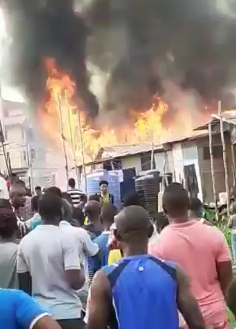 Just in! Another fire outbreak in Agboju close to Festac town, Lagos ! (Video)