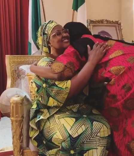 First lady Aisha Buhari reunites with daughter after 14- day self-isolation over Coronavirus (video)