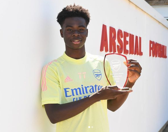 Nigerian-born Bukayo Saka receives Arsenal’s Player of the Month award for February in June