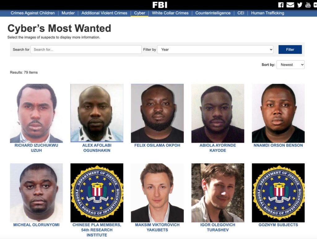 FBI list six Nigerians and 73 other Nationals for Cyber-related crime! (Photo)