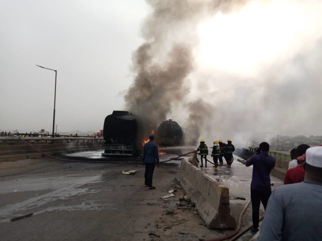 Petrol tanker explodes on Kara bridge in Lagos (video)