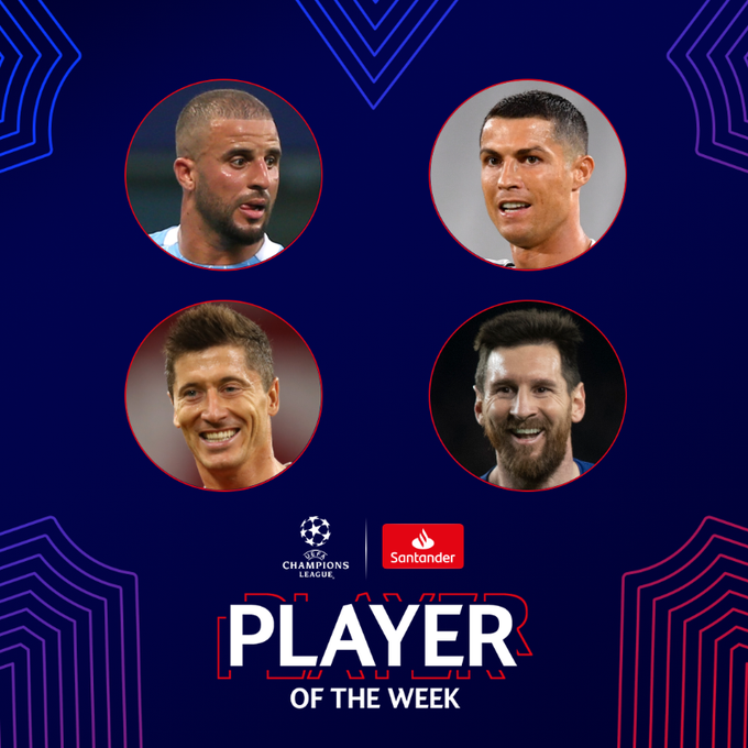 Messi, Ronaldo lead nominees for Champions League Player of the Week 1