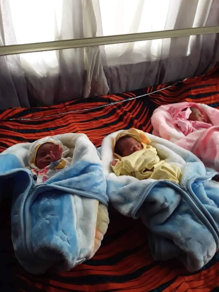 Nigerian couple welcome Triplets after 17 years of Marriage without a child!  Pictures👇