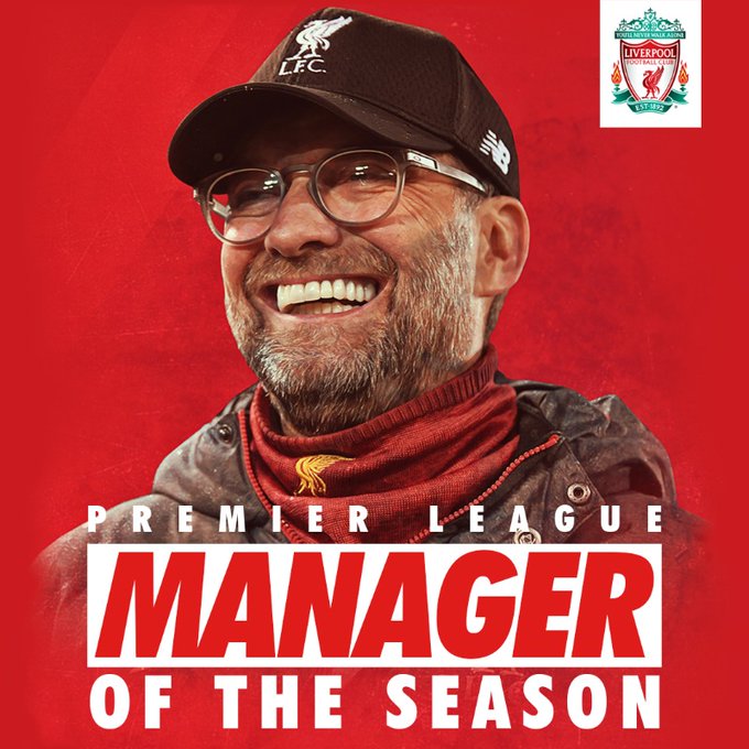 Jurgen Klopp wins Premier League Manager of the Season award (video)