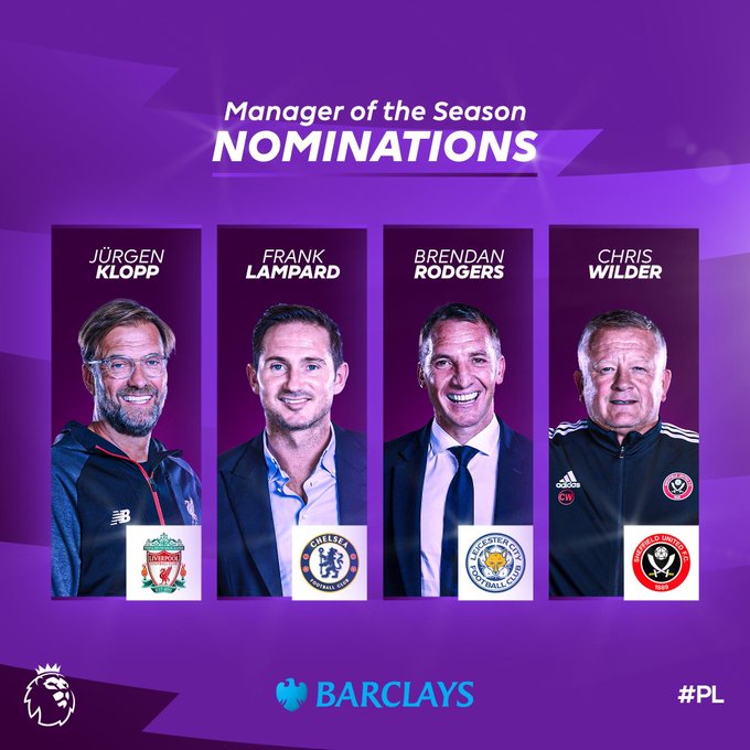 Lampard, Klopp lead Premier League Manager of the Season nominees 1