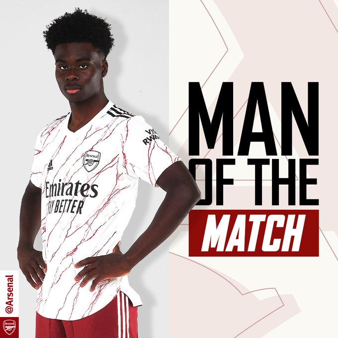 Bukayo Saka voted Arsenal’s Man of the Match against Leicester City (video)