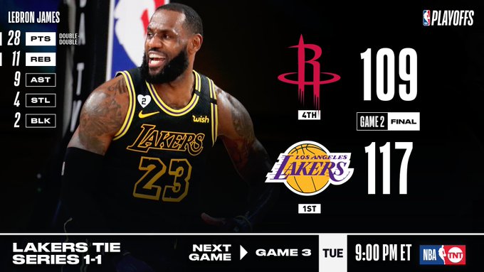 NBA Playoffs: LeBron leads Lakers to beat Rockets in game 2, Buck beats Miami to avoid sweep (video)