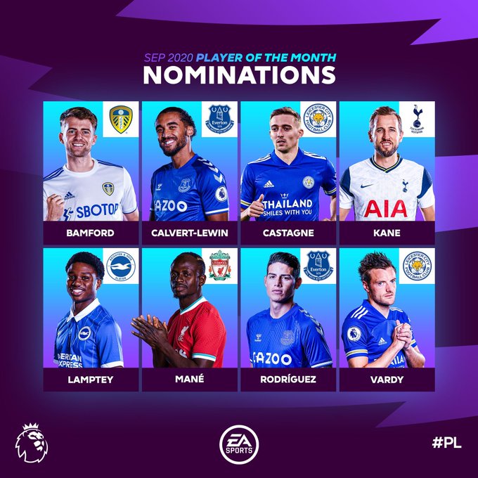 Mane, Kane lead nominees for September Premier League Player of the Month award