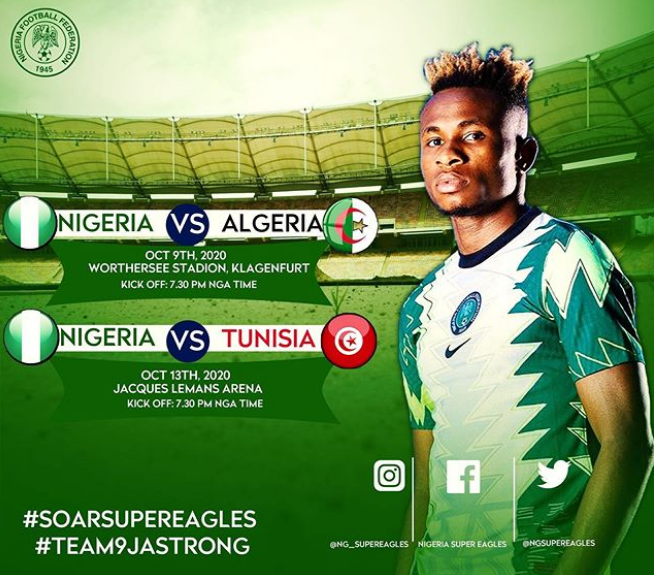See the confirmed times and venues for the Super Eagles friendly games