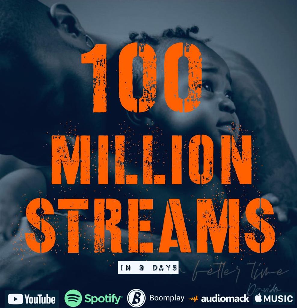 Whaoooo! Davido’s latest album, “A Better Time” hits 100,000 million streams in three days!