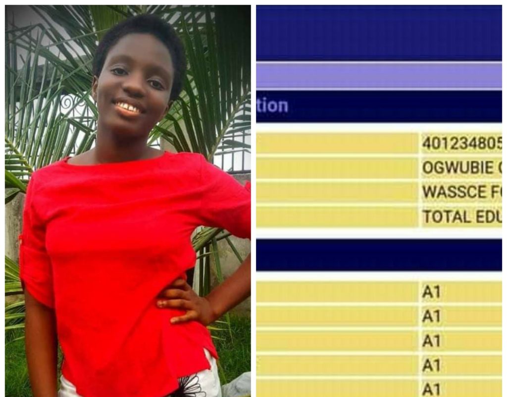 Meet Nigerian girl who scored A1 parallel in her 2020 WASSCE! Picture👇