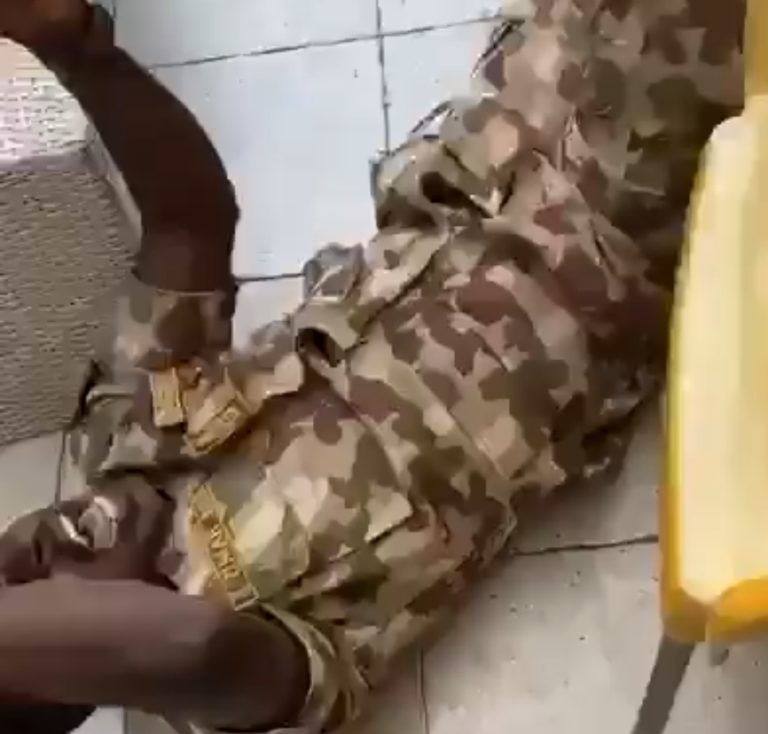 Watch how Nigerian soldier acts strangely after taking an Illicit drug, “Colorado” Video👇