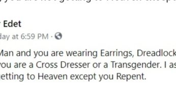If you do these things as a man, then there is no heaven for you! – Facebook Evangelist declares!