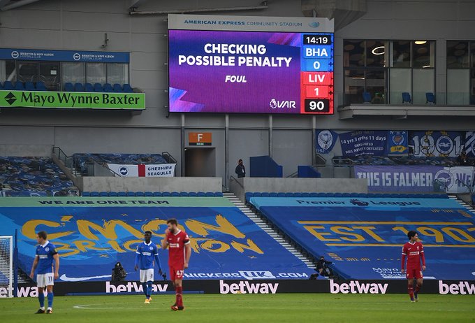 See the 2 Liverpool goals that were ruled out by VAR in 1-1 draw against Brighton