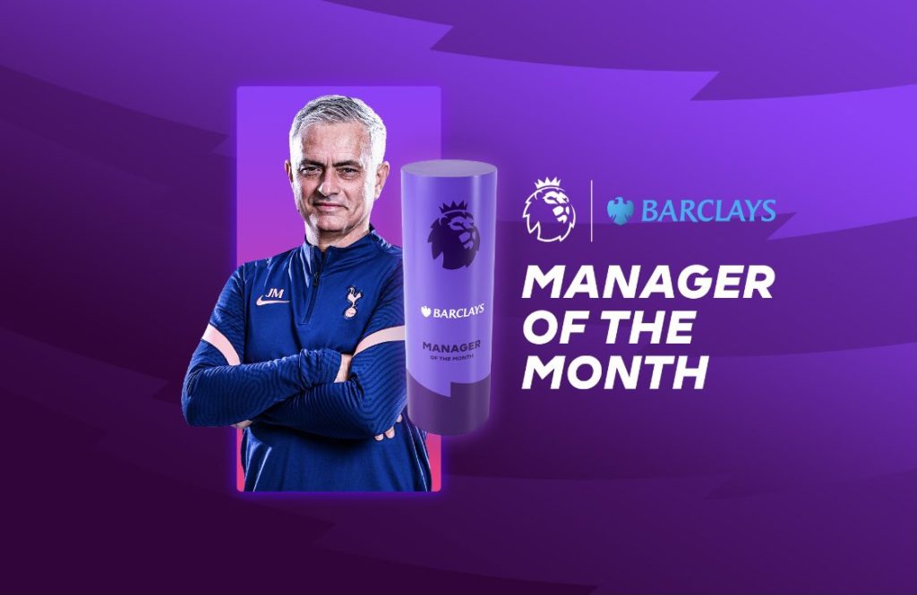 Jose Mourinho wins his 4th career Premier League Manager of the Month Award!