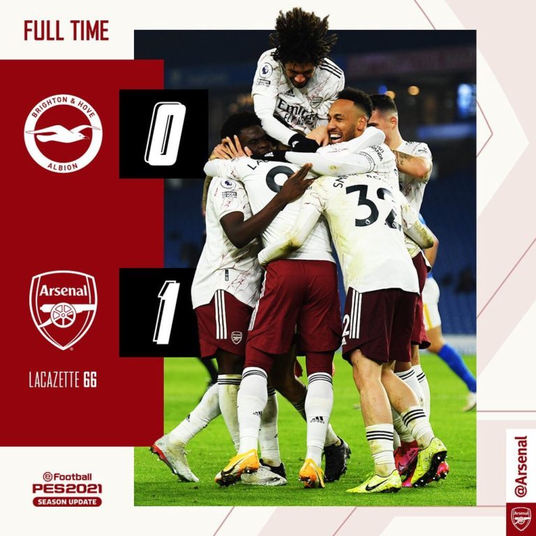 Arsenal continue winning ways against Brighton