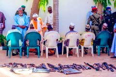 See pictures as 7 notorious Armed Bandits lay down arms in Zamfara State!