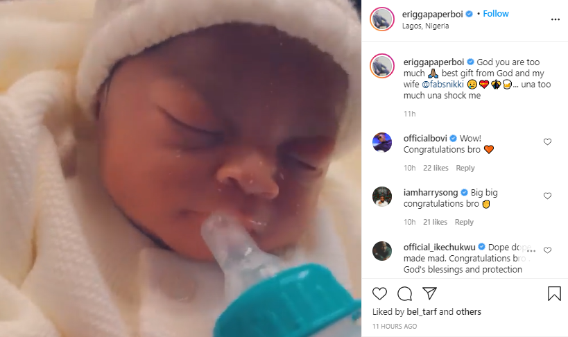 Nigerian rapper Erigga welcomes baby boy (photo)