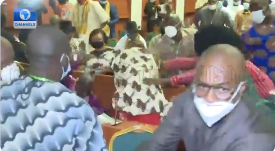 Members of Niger Delta oil companies host communities exchange blows at the House of Representatives (video)