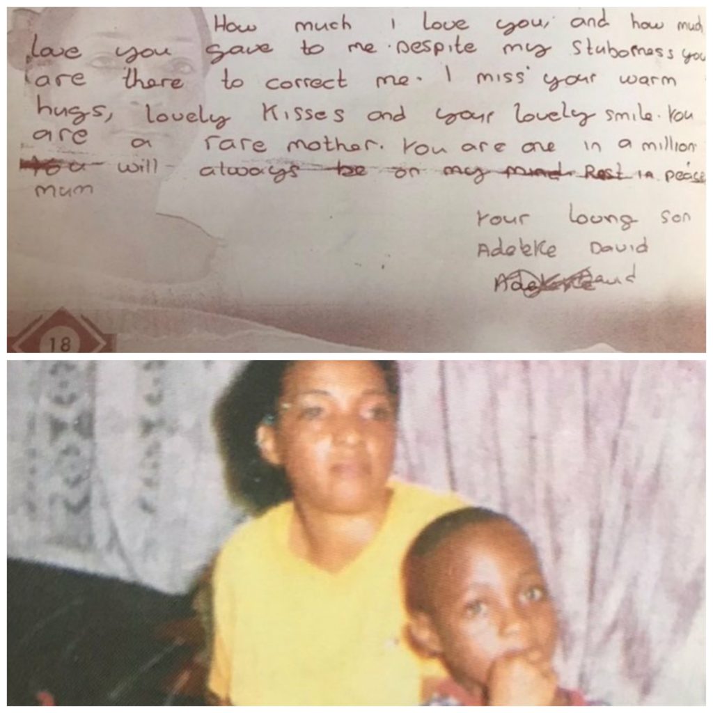 You are a rare mother, I miss your lovely kisses! – Davido shares old love note he wrote to his late mum!