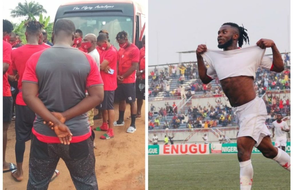 Enugu Rangers players honour late Ifeanyi George, Observed a minute silence on the spot where he died! Pictures 👇