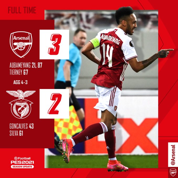 Aubameyang the hero as Arsenal reach Europa League round of 16