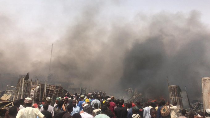 Pictures: Goods worth N20m destroyed as fire razes down Katsina Central Market!