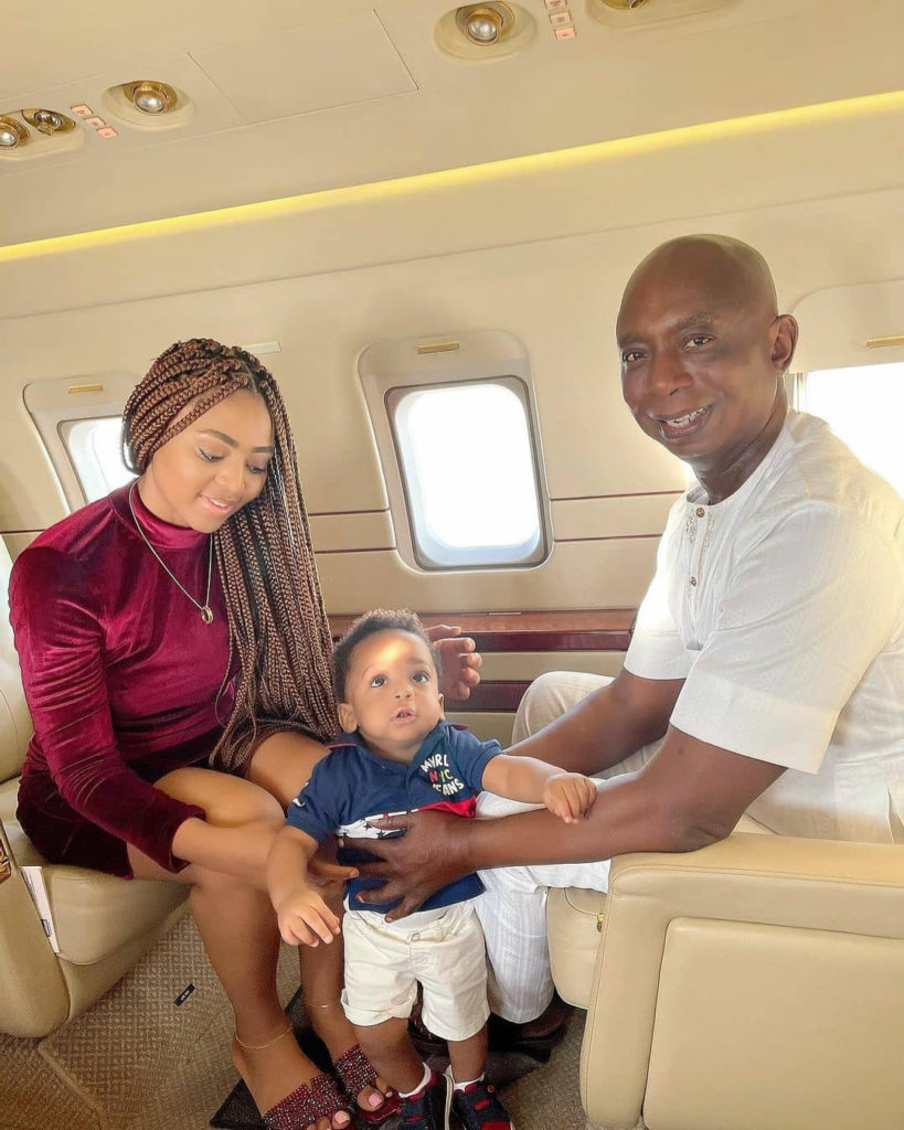 Nollywood actress Regina Daniels shows off family in private jet (photo)