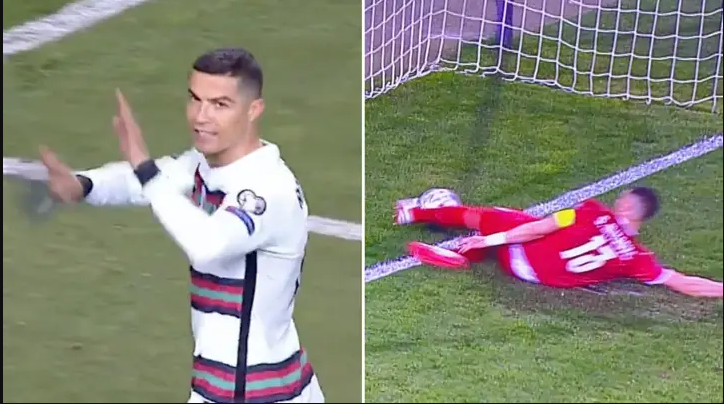 Cristiano Ronaldo reacts after goal ruled out in Portugal’s draw against Serbia (video)