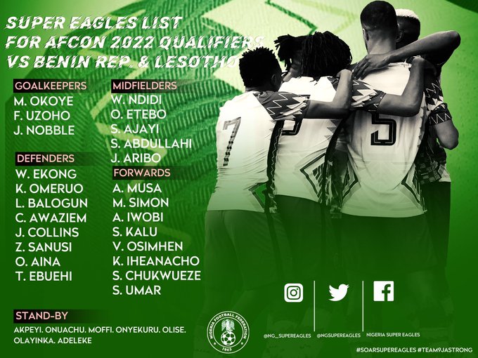 Musa, Iheanacho and 22 other Super Eagles called up for AFCON qualifiers