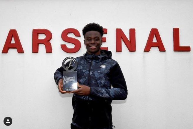 Nigerian-born Bukayo Saka wins Young Player of the Year at London awards