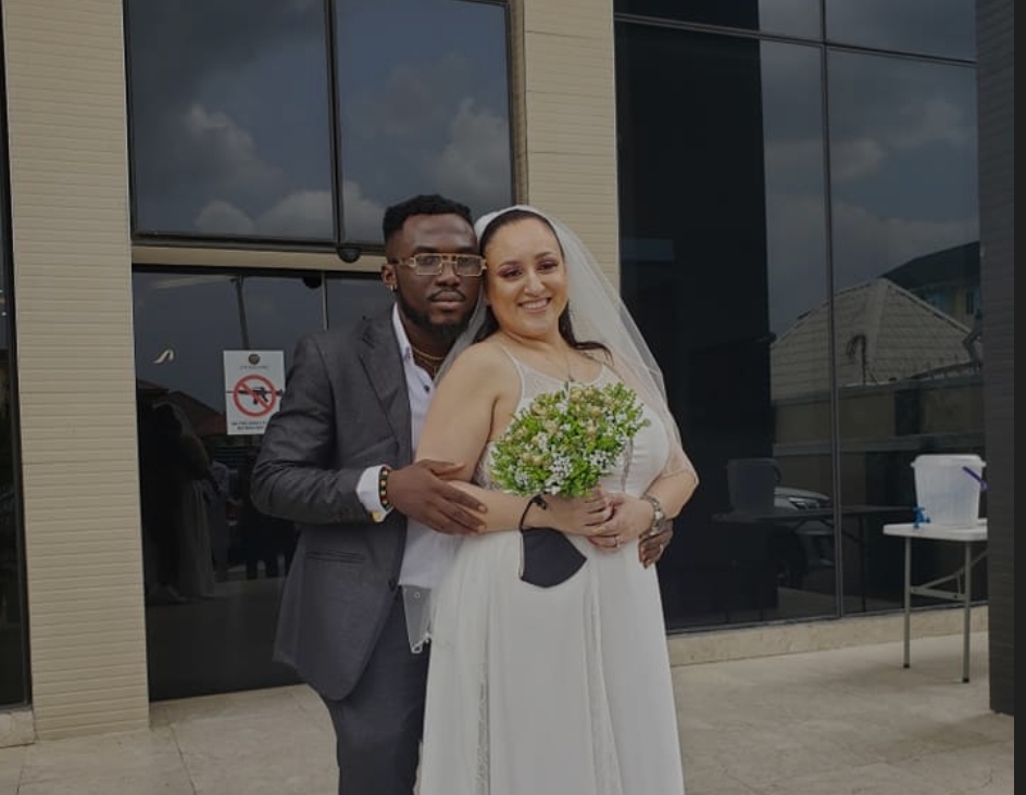 See pictures as Nigerian Man celebrates after gettimg married to an American lady!