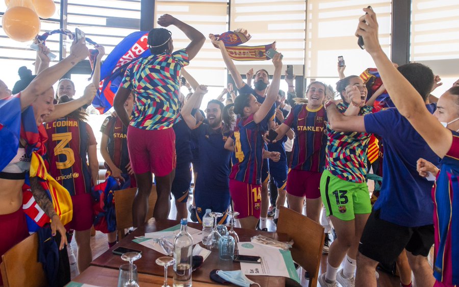 See pictures as Asisat Oshoala wins 2nd league title with Barcelona Femeni!