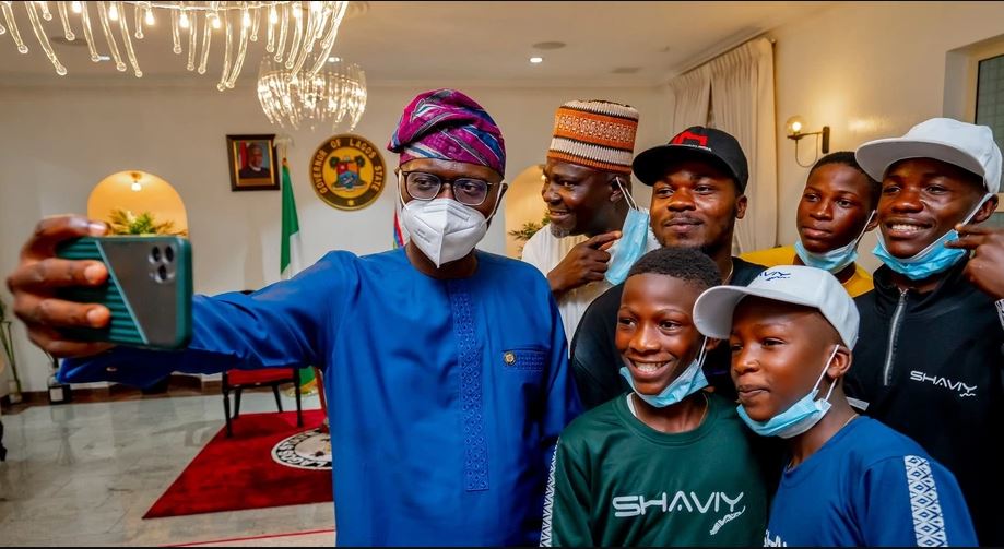 Lagos state governor Babajide Sanwo-Olu hosts kid comedians Ikorodu Bois