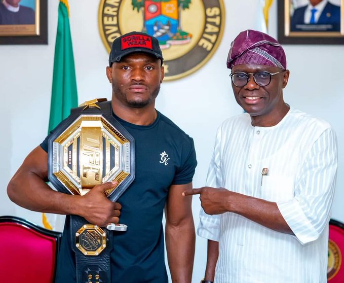 Photos: Governor Sanwo-Olu hosts UFC Welterweight Champion, Kamaru Usman in Lagos!