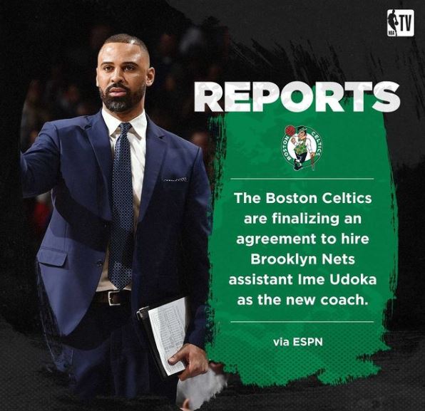 Nigerian born Ime Udoka named coach of NBA franchise Boston Celtics