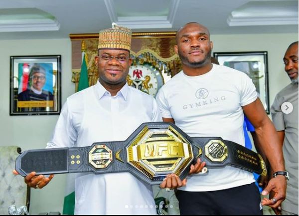 UFC welterweight champion Kamaru Usman received in Nigeria by Kogi State Governor (photos)