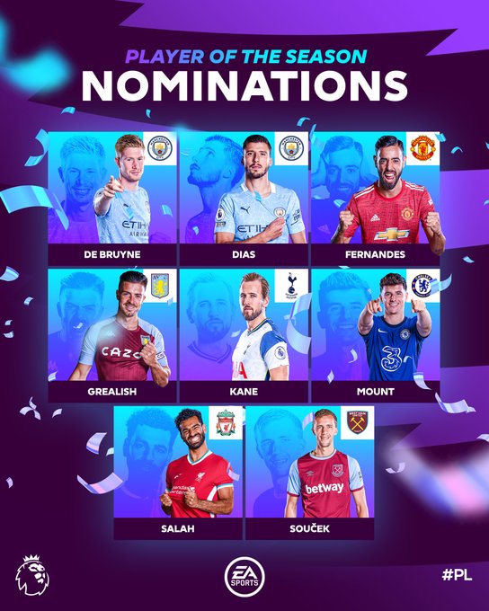 Kane, Dias, Fernandes lead Premier League Player of the Season nominees
