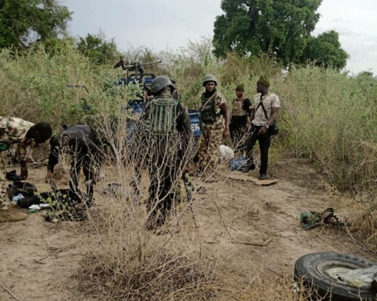 Weapons recovered as Troops neutralise several Boko Haram/ISWAP fighters in Borno! (Graphic Pictures)