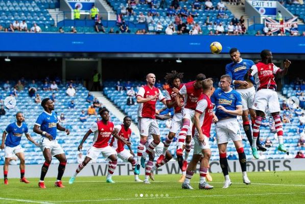 Super Eagles defender Leon Balogun on target for Rangers against Arsenal (photos)