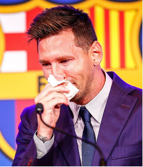 Lionel Messi can’t stop the tears at final press conference with Barcelona