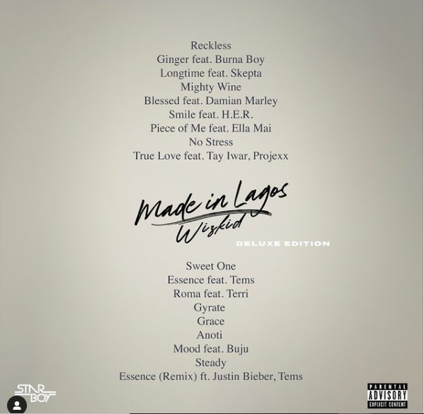 Wizkid drops tracklist for Made In Lagos Deluxe version