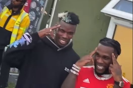 Nigeria singer Burna Boy hangs out with Manchester United star Paul Pogba (video)