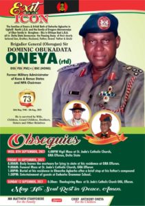 Oneya, former NFA chairman, to be buried on Sept 10, 2021