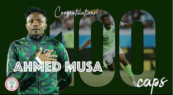 Ahmed Musa makes 100th appearance for Super Eagles vs Cape Verde