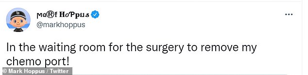 Blink-182 star Mark Hoppus reveals he has undergone surgery to remove his chemo port