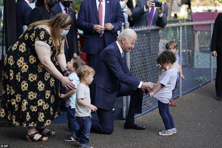 Biden greets children in Connecticut as he sets out his plan over holiday supply chain crunch